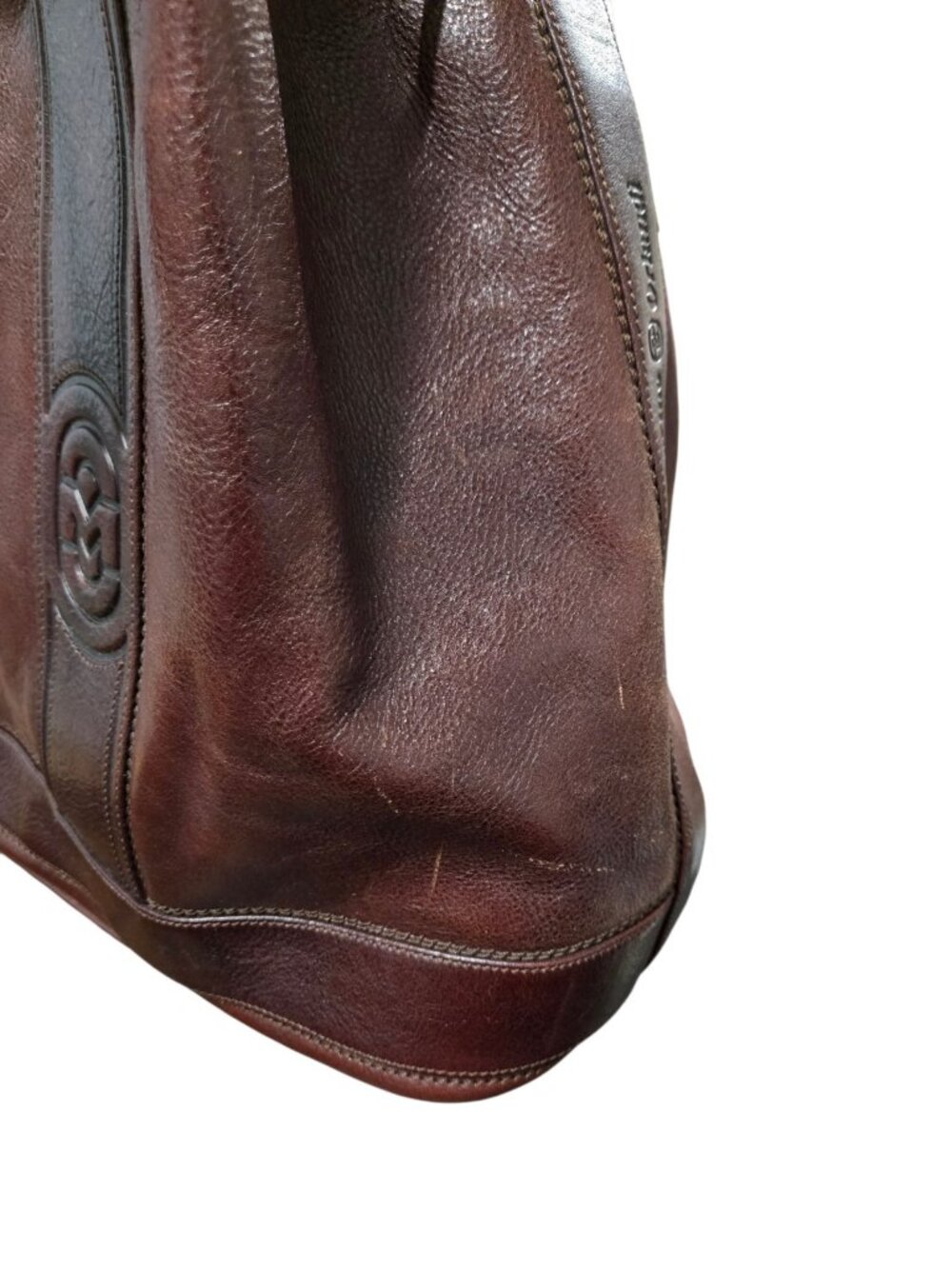 Vintage Marino Orlandi Leather Bucket Bag Made in Italy Brown Drawstring Purse - Picture 11 of 12